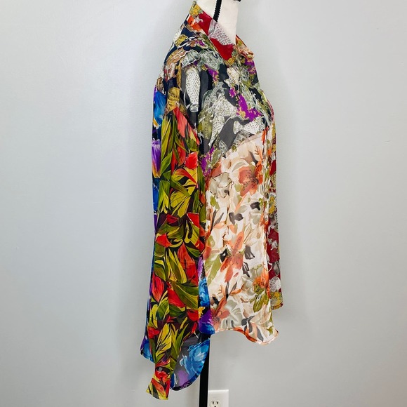 Vintage Sebatu Sheer Mixed Media Beaded High Low Top Womens Med 80s Art to Wear - Picture 3 of 12